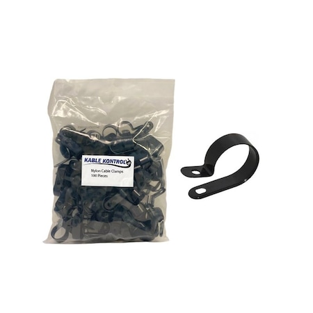 Kable Kontrol® - Nylon Plastic Cable Clamps - 1/4 Diameter - 100 Pcs - UV Resistant Black